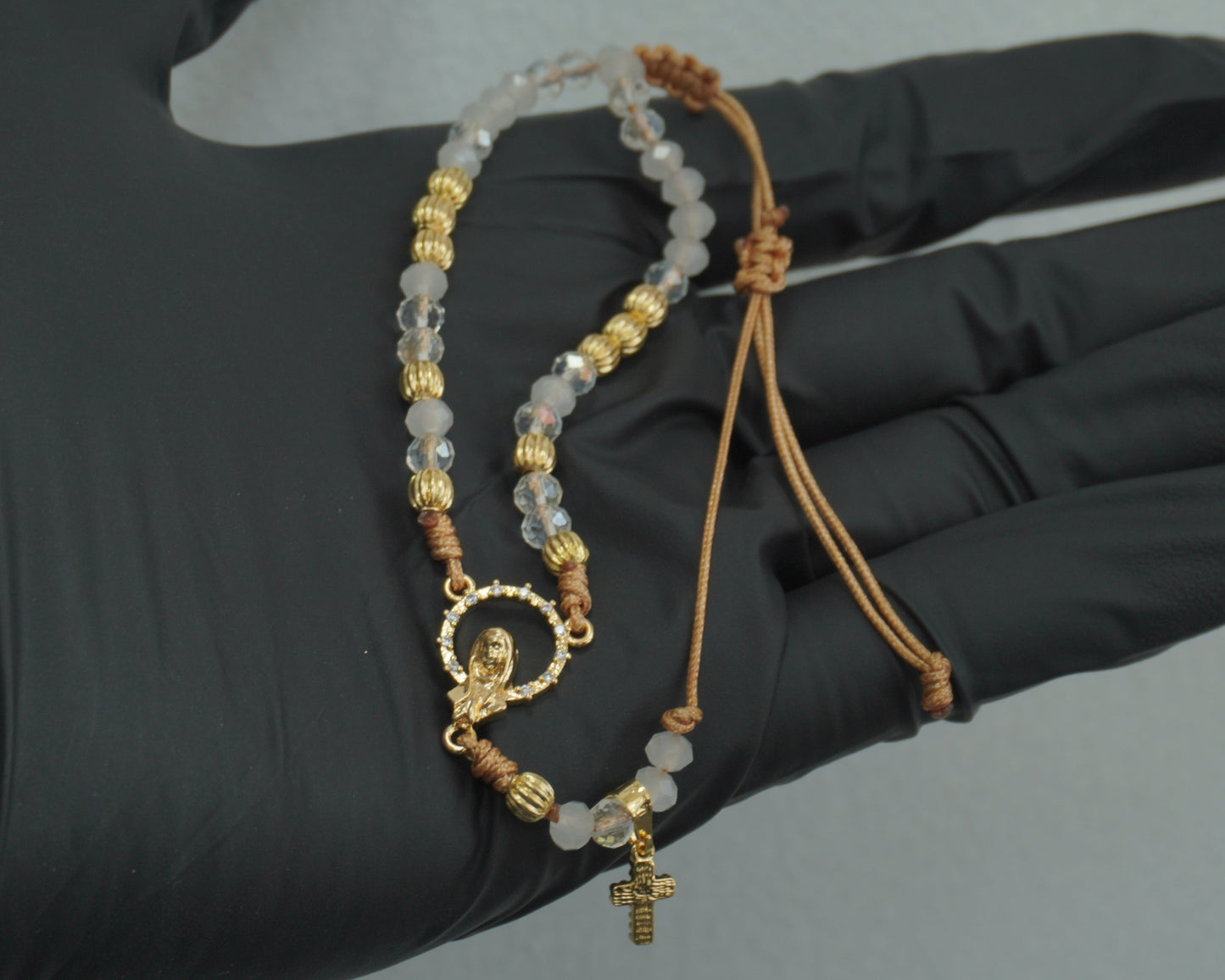 Pulsera Tejida Virgen Protección Laminado
