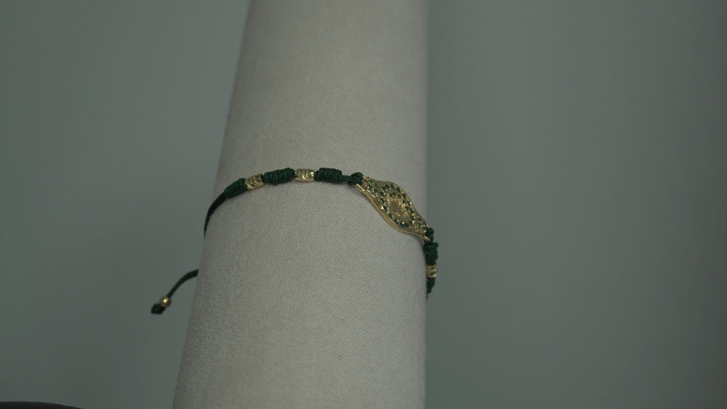Pulsera tejida Corona Esmeralda Laminado