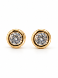 Arete Bisel Circón Oro Laminado