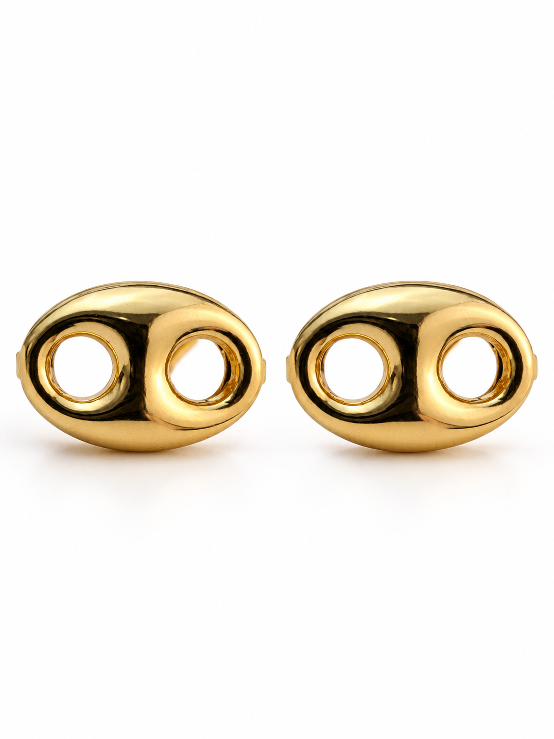Arete Grano de Café Med Oro Laminado