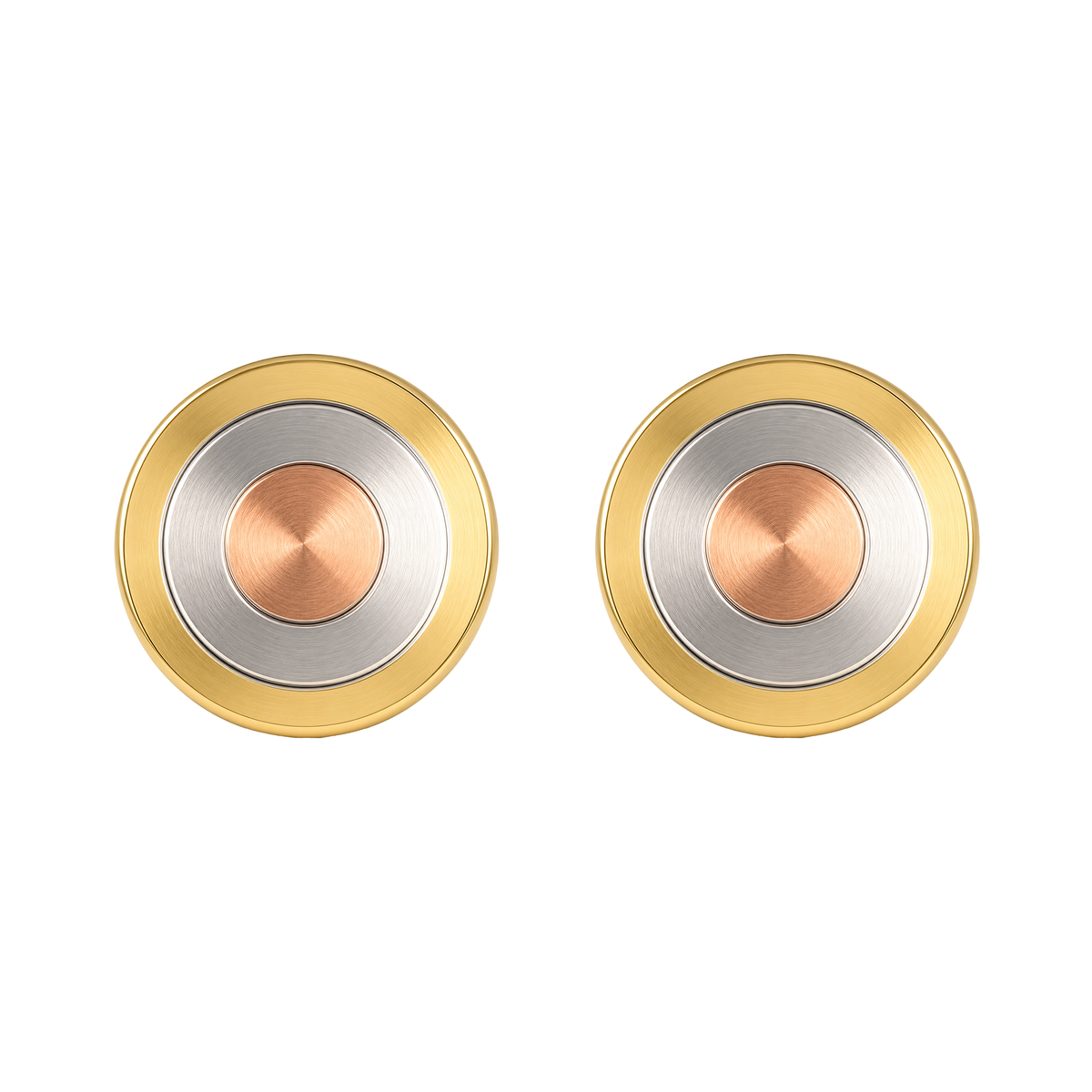 Arete Botón 3 Oros de 13mm Oro 18k