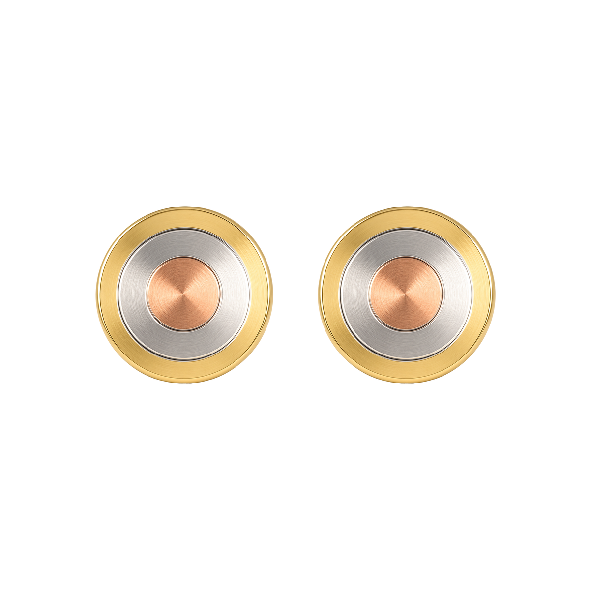 Arete Botón 3 Oros de 9mm Oro 18k