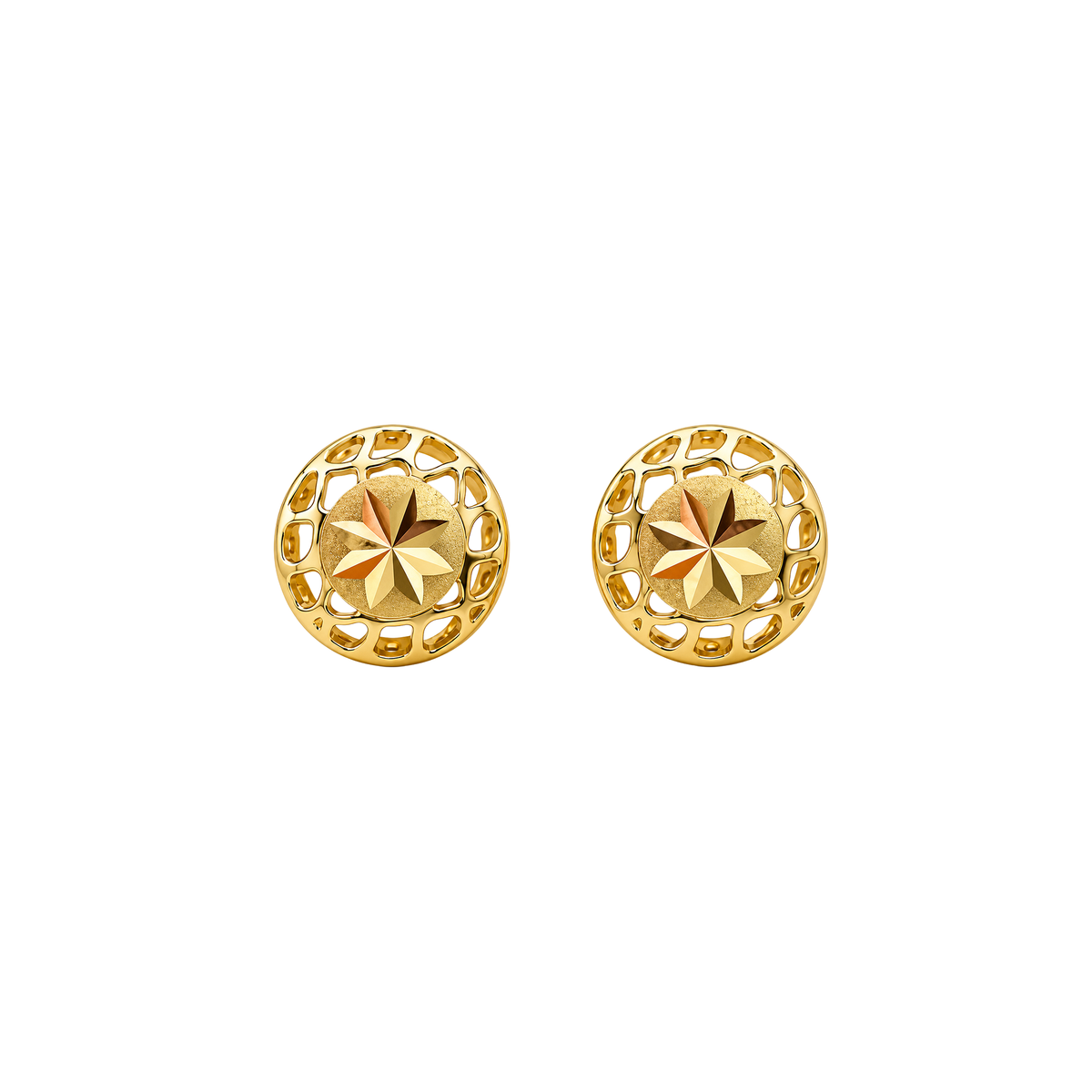 Arete Botón Malla 7mm Oro 18k