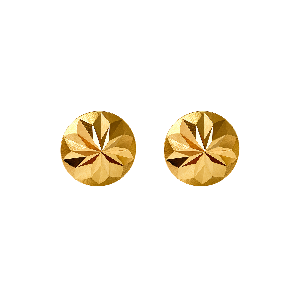 Arete Botón Diamantado 11mm Oro 18k