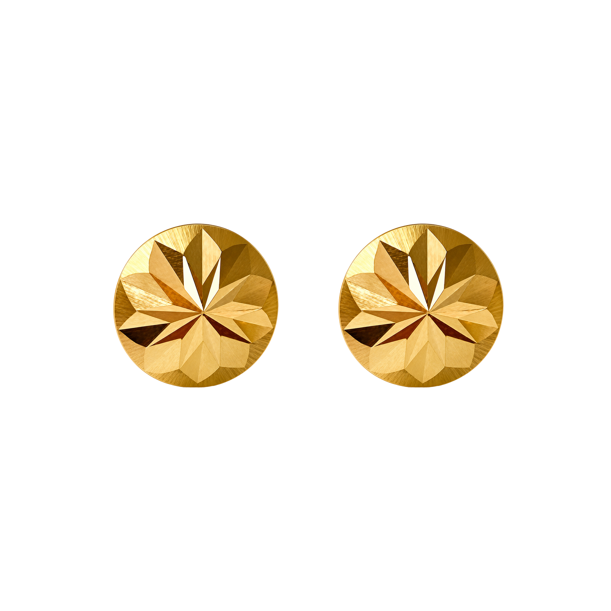 Arete Botón Diamantado 13mm Oro 18k