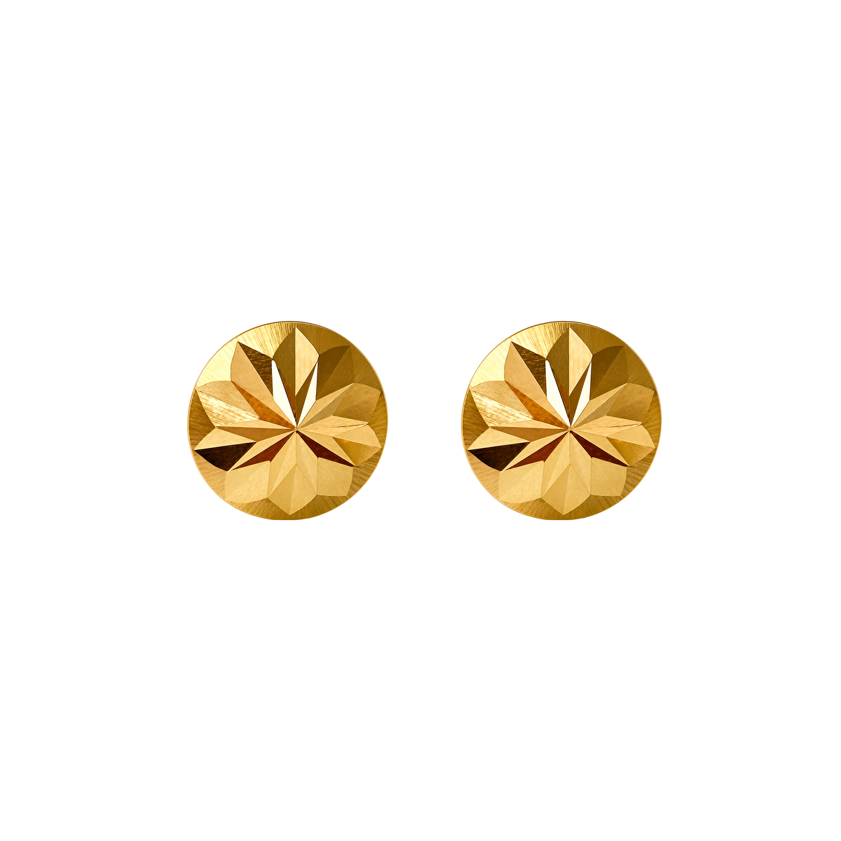Arete Botón Diamantado 9mm Oro 18k