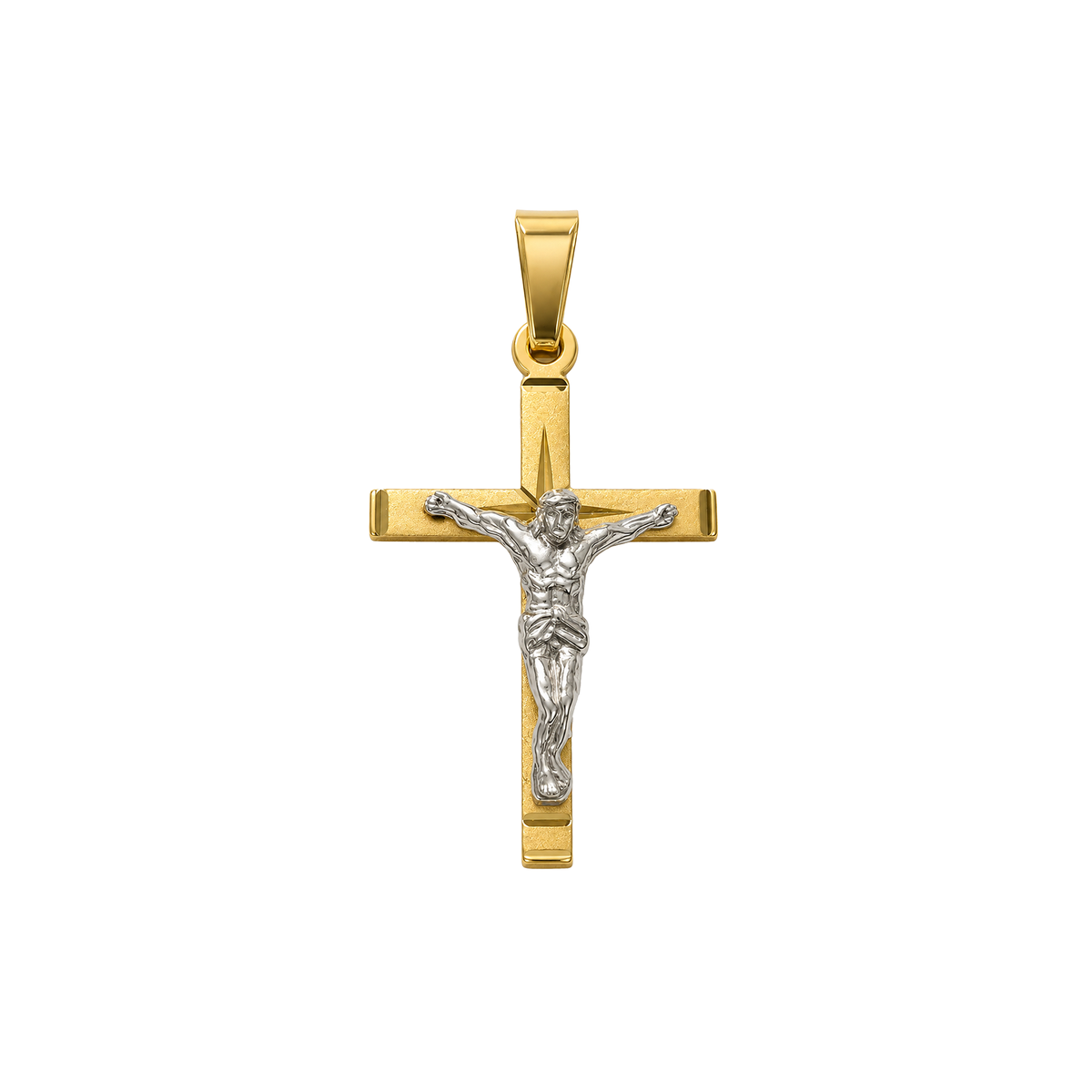 Dije Cruz Cristo Bicolor Oro 18k