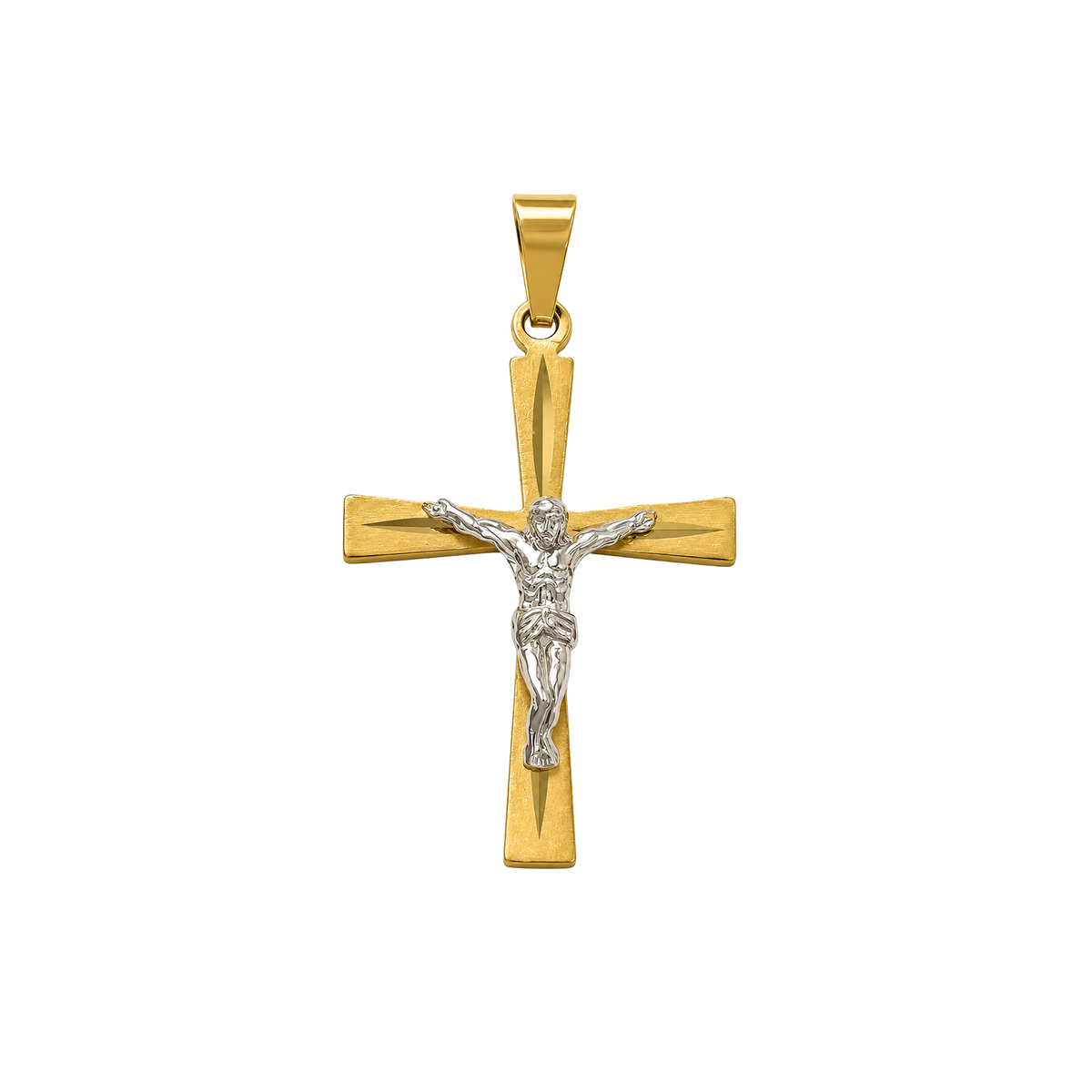 Dije Cruz Cristo en Relieve Oro 18k