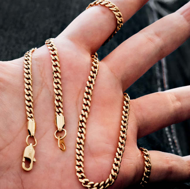 Cadena Cubana Hombre Oro Laminado