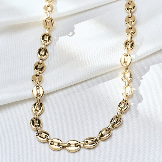 Cadena Grano De Café Mujer Oro Laminado
