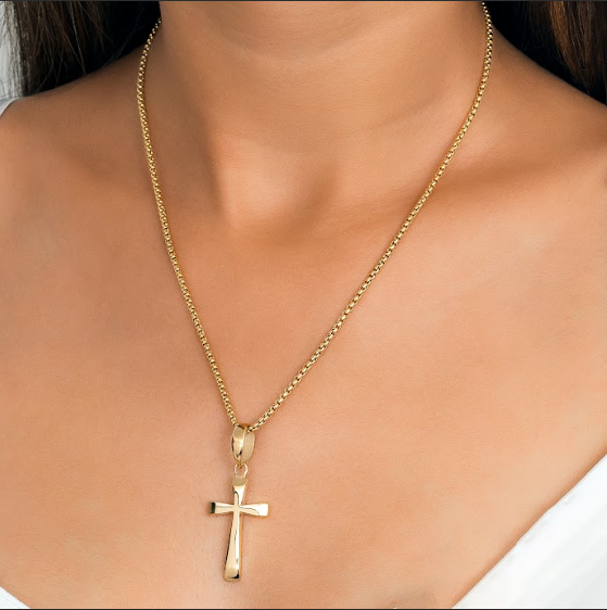 Dije Cruz Lisa Oro Laminado