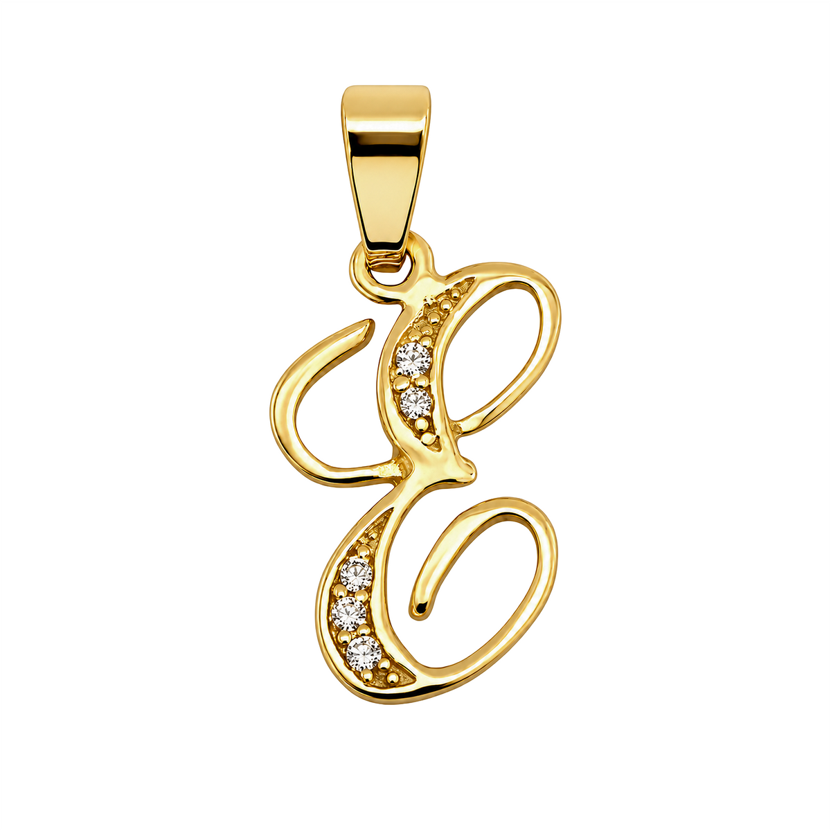 Dije E Cursiva Oro 18k