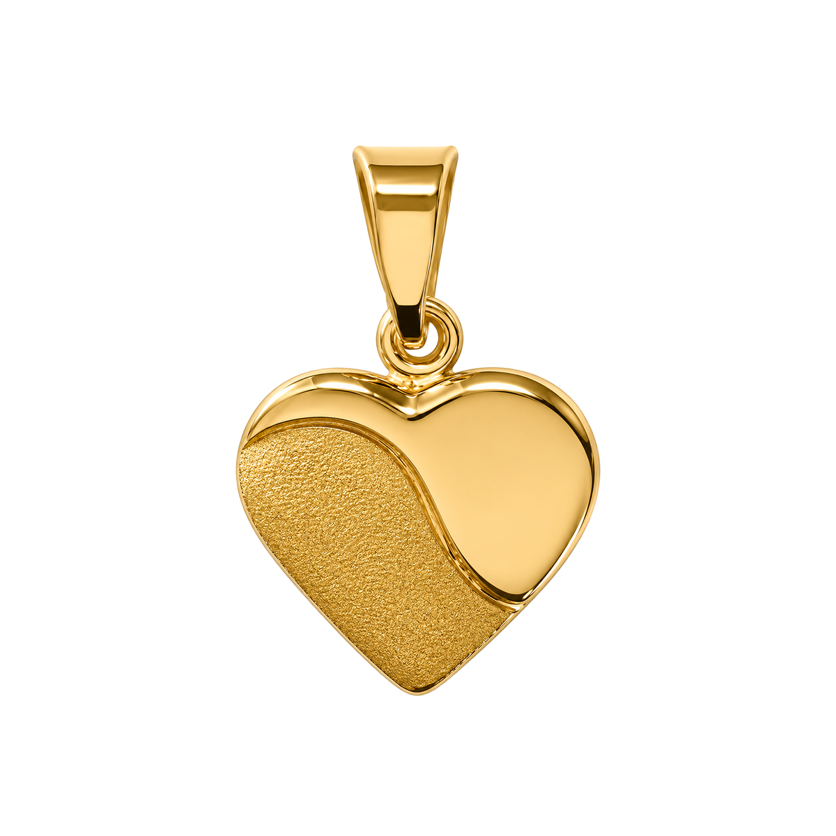 Dije Corazón Mitad Mate Grande Oro Macizo 18k