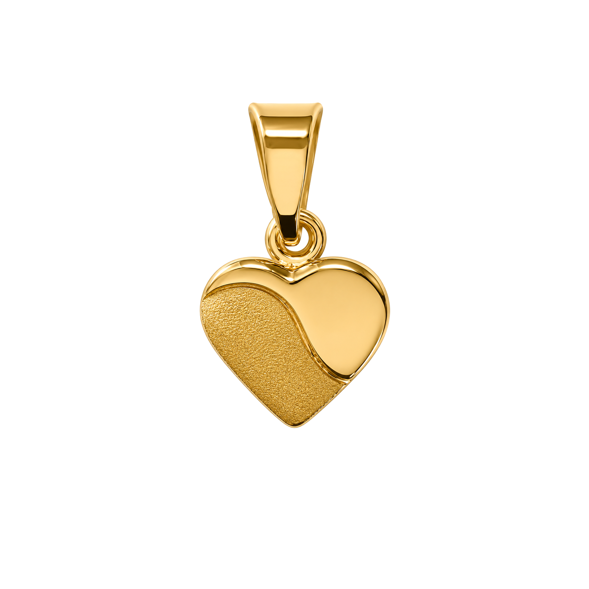 Dije Corazón Mitad Mate Pequeño Oro Macizo 18k