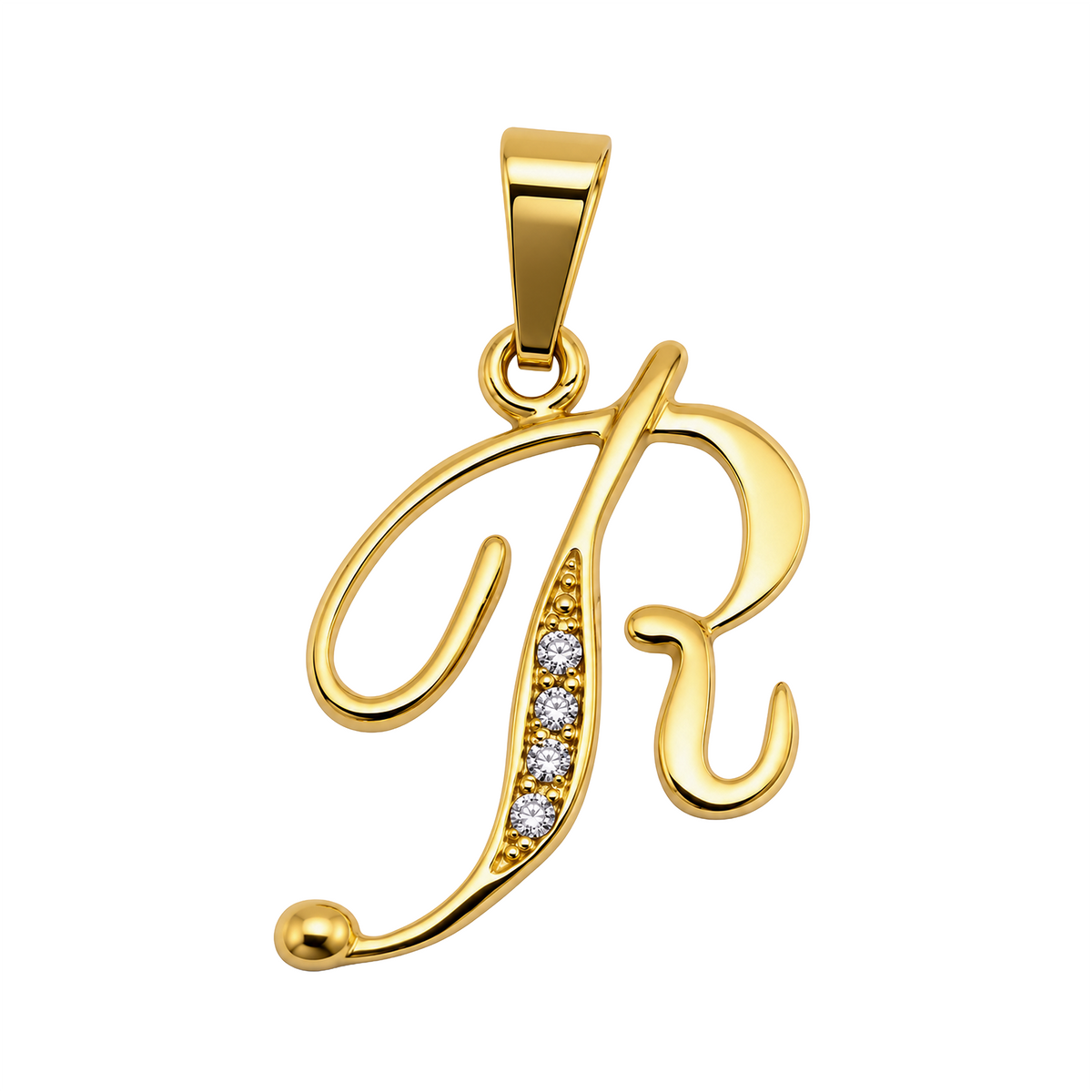 Dije R Cursiva Oro 18k