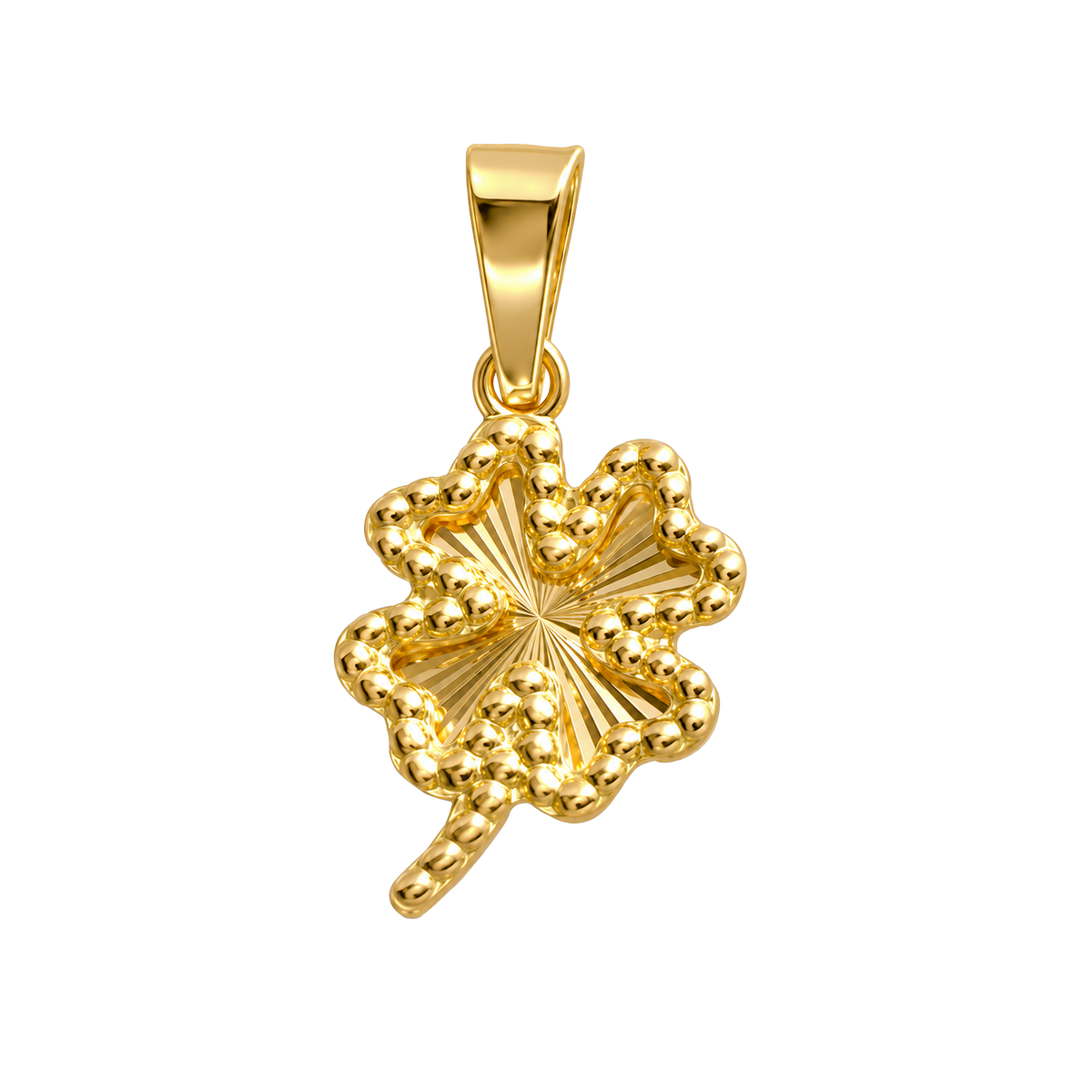 Dije Trébol Diamantado Oro Macizo 18k