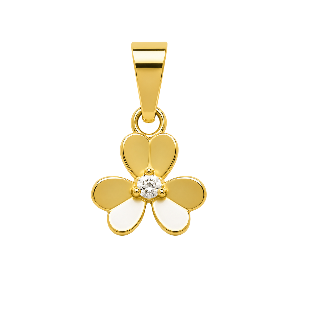 Dije Trébol Pequeño Oro Macizo 18k
