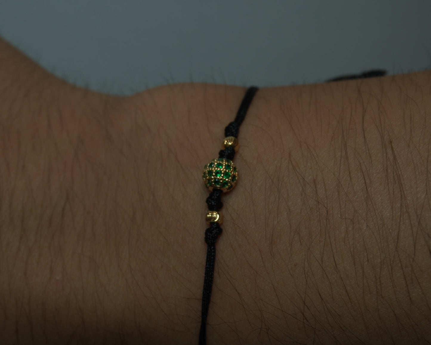 Pulsera Tejida Esfera Esmeralda Laminado