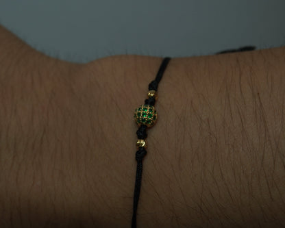 Pulsera Tejida Esfera Esmeralda Laminado