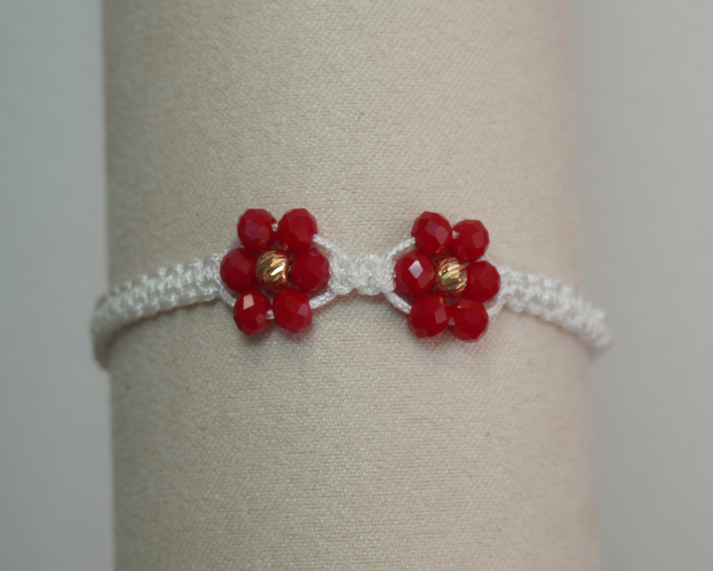 Pulsera Tejida Flores Oro 18K