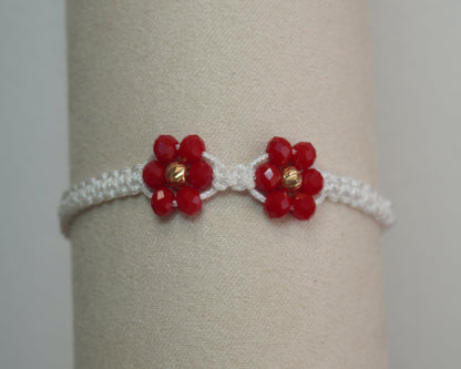 Pulsera Tejida Flores Oro 18K
