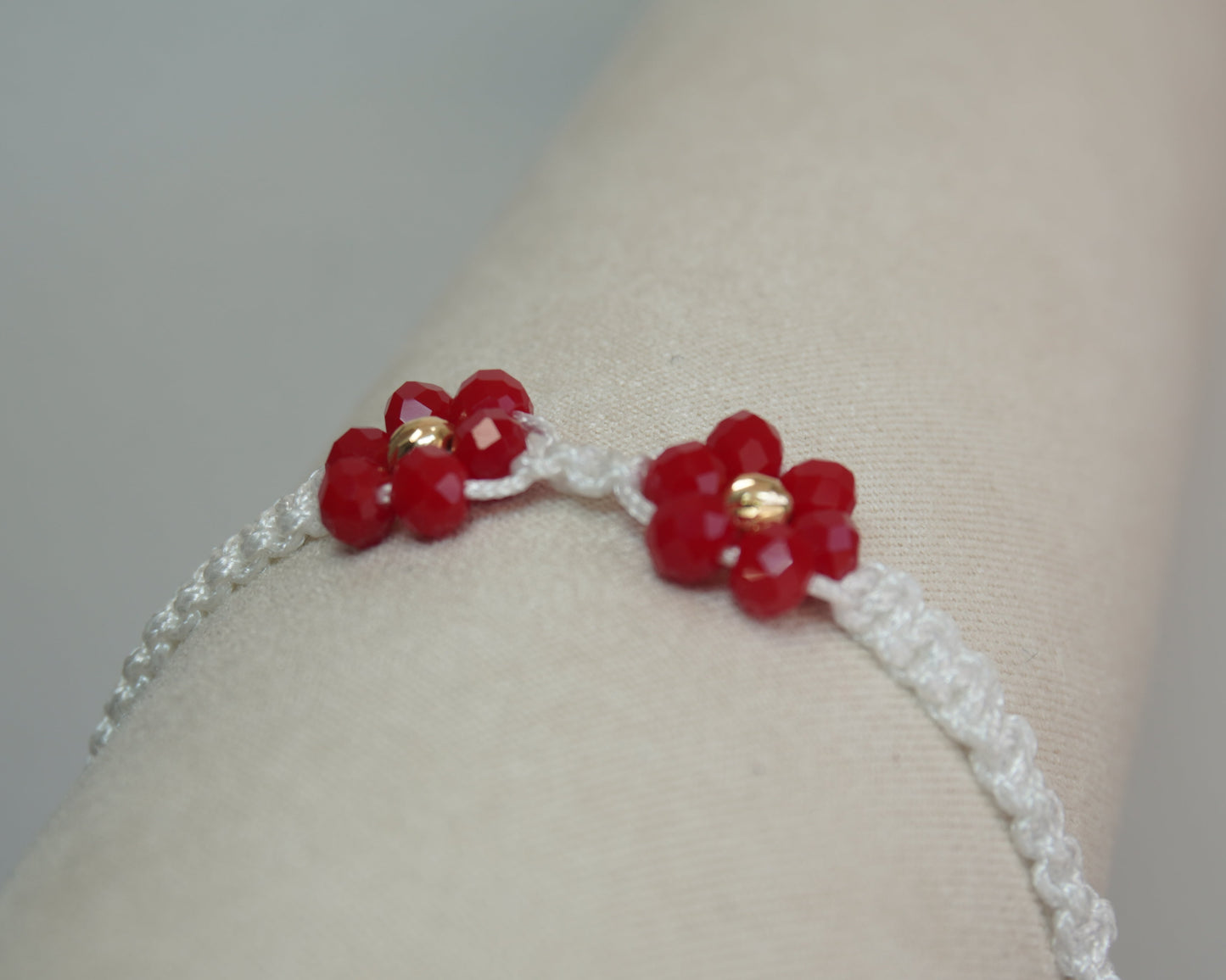 Pulsera Tejida Flores Oro 18K