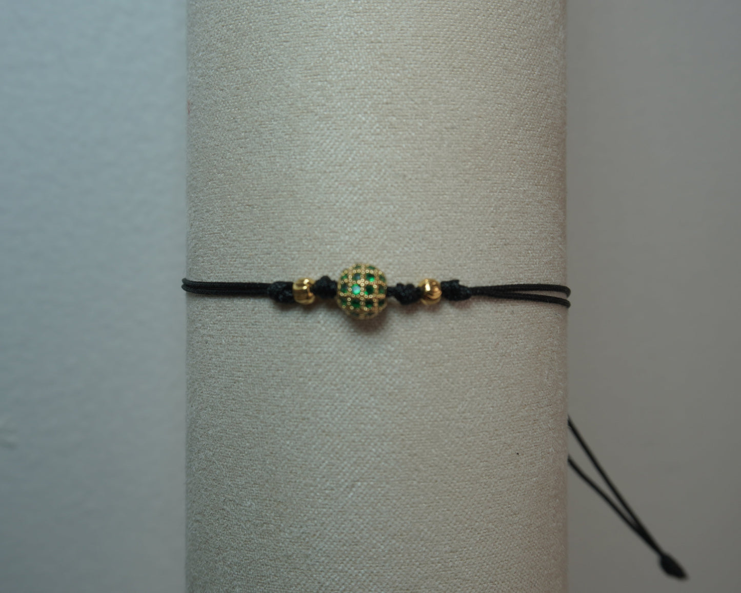 Pulsera Tejida Esfera Esmeralda Laminado