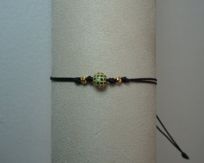 Pulsera Tejida Esfera Esmeralda Laminado