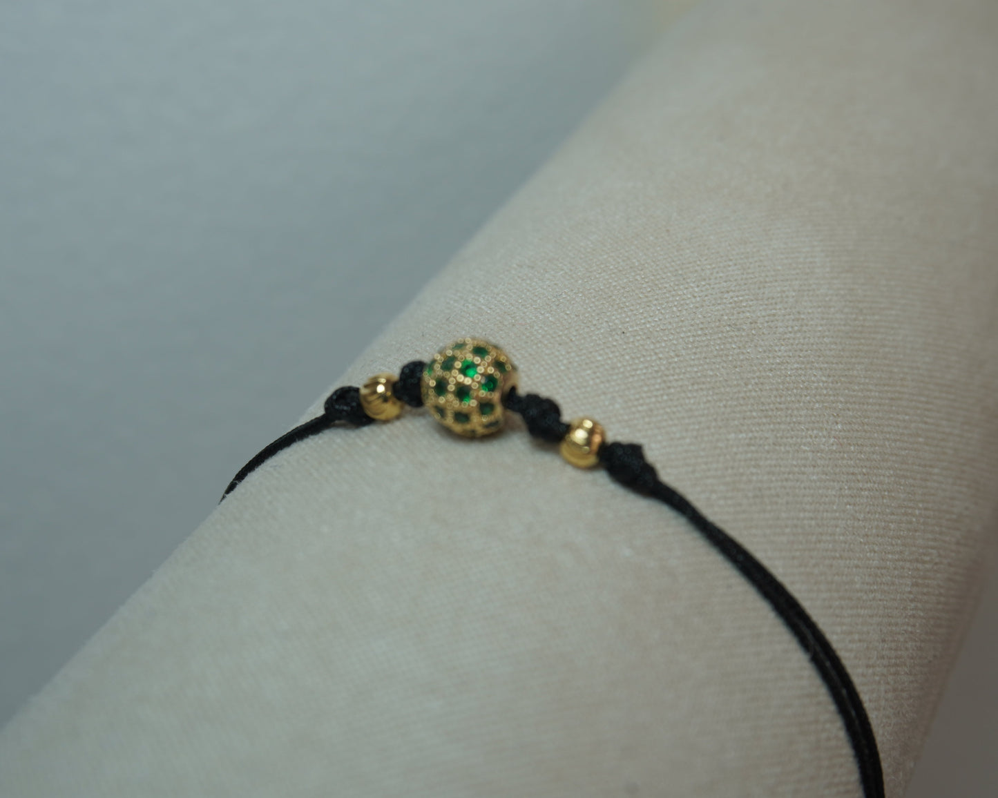 Pulsera Tejida Esfera Esmeralda Laminado
