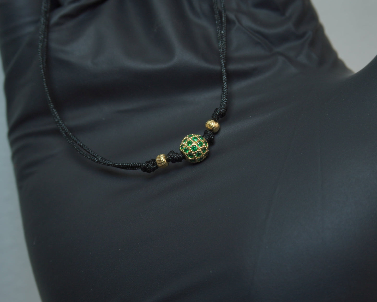 Pulsera Tejida Esfera Esmeralda Laminado