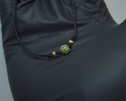Pulsera Tejida Esfera Esmeralda Laminado