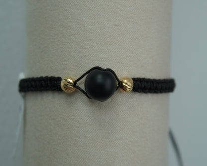 Pulsera Tejida Esencia Negra Oro 18K