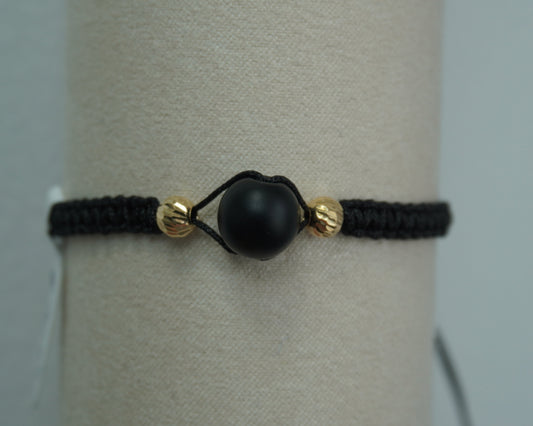 Pulsera Tejida Esencia Negra Oro 18K