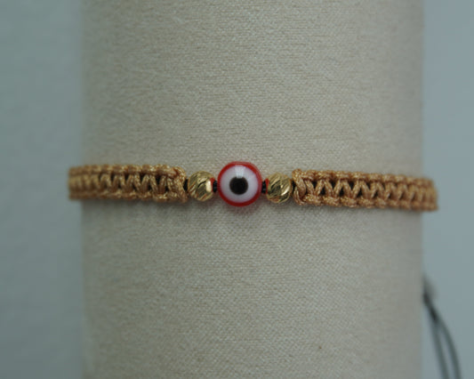 Pulsera Tejida Amuleto Oro 18K