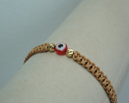 Pulsera Tejida Amuleto Oro 18K