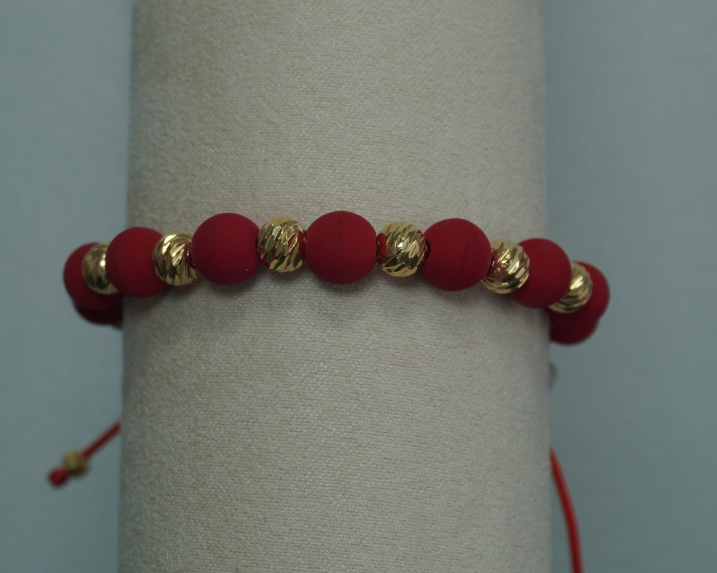 Pulsera Tejida Roja Diamantada Laminado