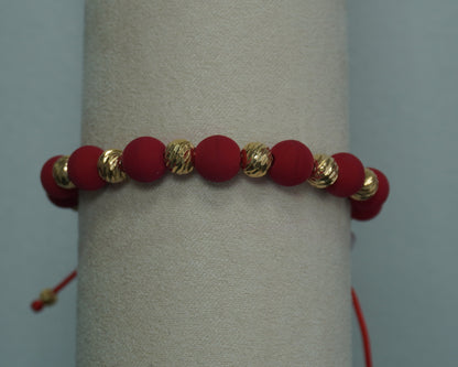 Pulsera Tejida Roja Diamantada Laminado