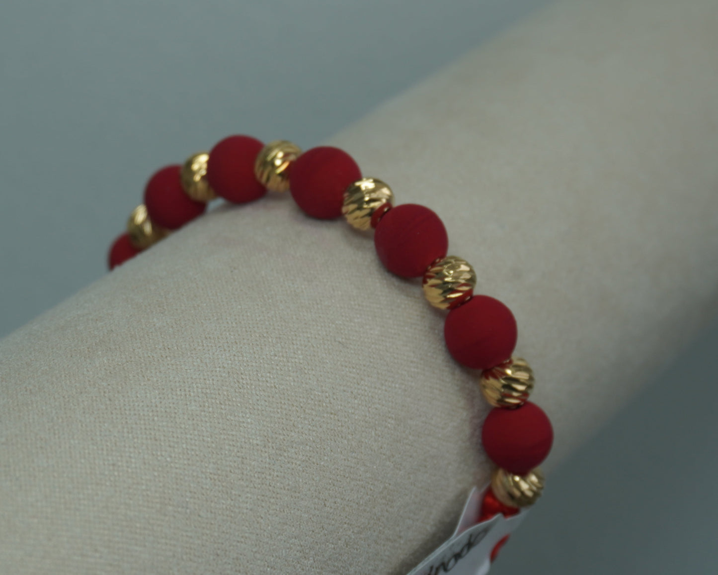 Pulsera Tejida Roja Diamantada Laminado
