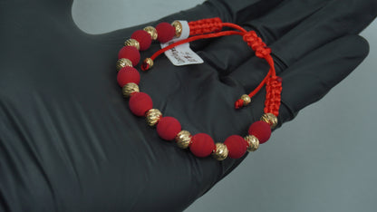 Pulsera Tejida Roja Diamantada Laminado