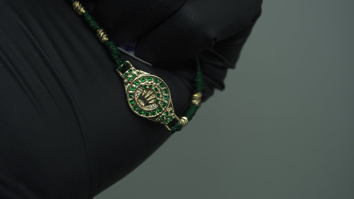 Pulsera tejida Corona Esmeralda Laminado