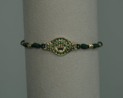 Pulsera tejida Corona Esmeralda Laminado