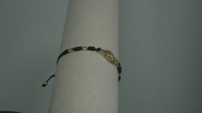 Pulsera tejida Corona Esmeralda Laminado