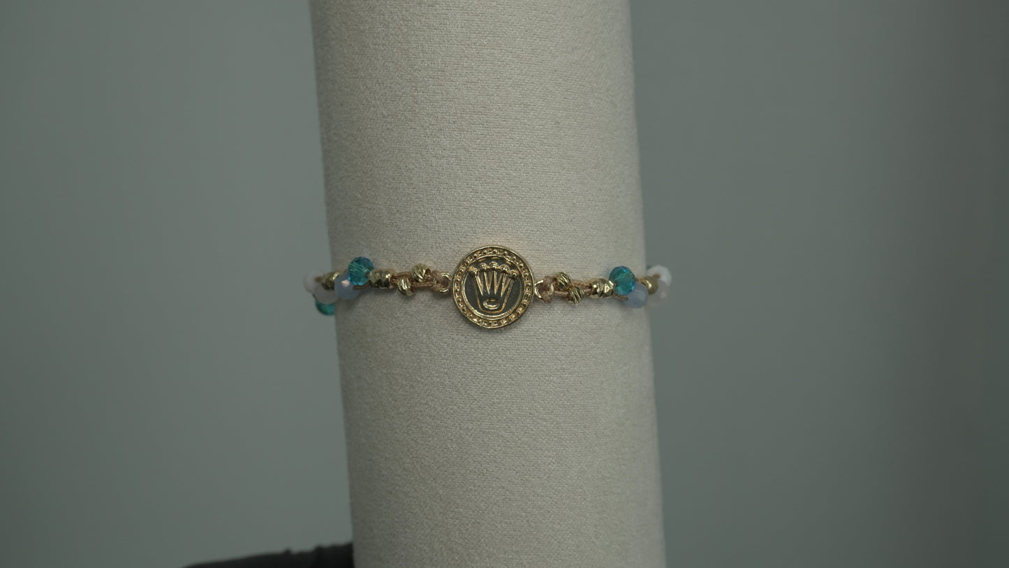 Pulsera Tejida Corona Piedras Laminado