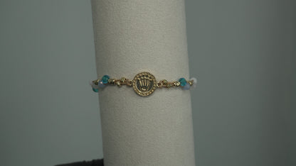 Pulsera Tejida Corona Piedras Laminado