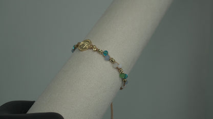 Pulsera Tejida Corona Piedras Laminado
