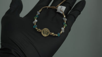 Pulsera Tejida Corona Piedras Laminado