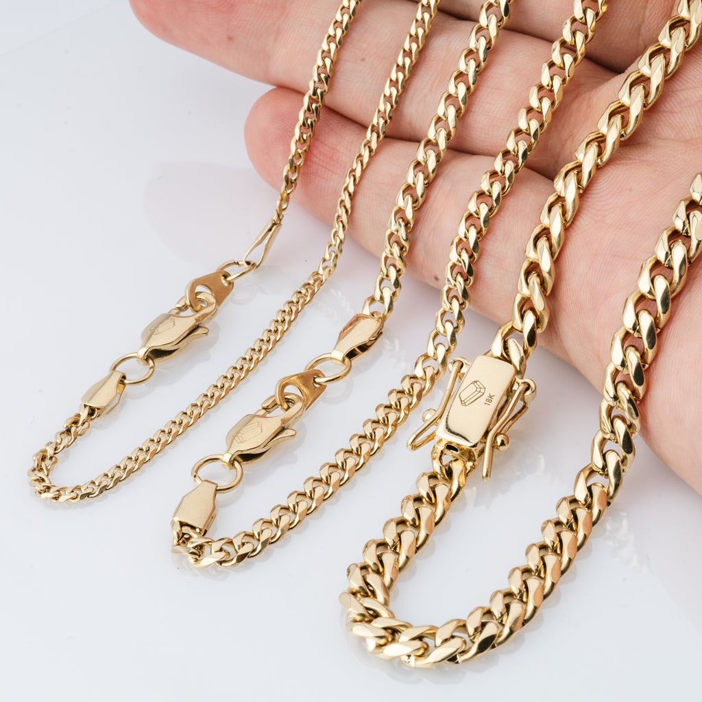 Cadena Cubana Hombre Oro Laminado