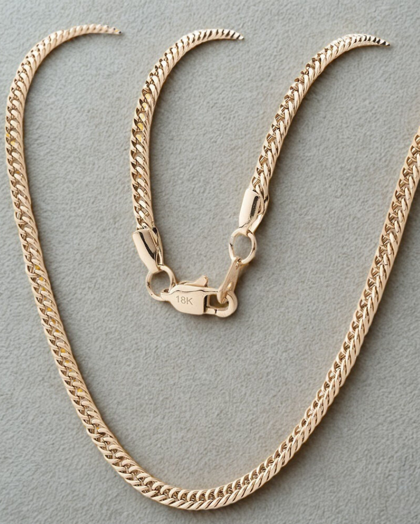 Cadena Cubana Doble Hombre Oro Laminado