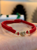 Manilla con 2 balin diamantado #4 y herraje corazón diamantado Oro 18K