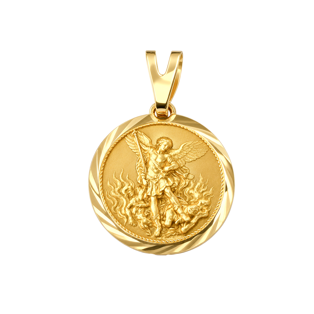 Dije Arcángel San Miguel Pequeño Oro 18k